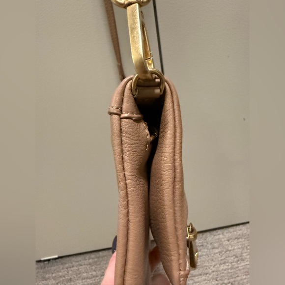 Quince Tan Leather Crossbody Bag with Gold Accents - Picture 7 of 14